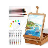 Без бренда «Набор подарочный «Две картинки» 27 предметов: этюдник 35 см из бука, краски акрил 12x12 мл, 2 холста 22x30 на мдф, 10 кистей, мастихин, палитра» в Подольске в интернет-магазине Без бренда «Набор подарочный «Две картинки» 27 предметов: этюдник 35 см из бука, краски акрил 12x12 мл, 2 холста 22x30 на мдф, 10 кистей, мастихин, палитра» в Подольске