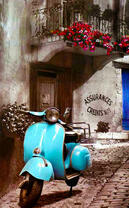 Голубой мопед