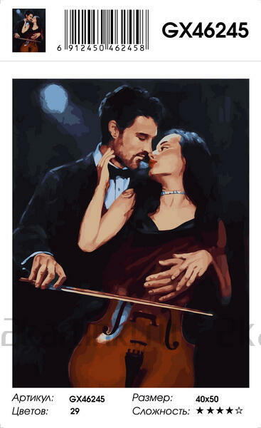 Картина по номерам 40x50 Страстная пара и скрипка
