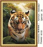Алмазная мозаика 40x50 Красивый тигр в джунглях