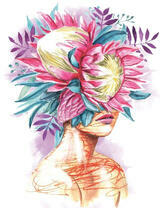 Без бренда «Портрет девушка с оригинальными цветами на голове» в Подольске