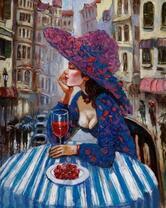 Кокетливая девушка с бокалом вина