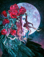 Без бренда «Девушка с розами в волосах на фоне луны» в Подольске в интернет-магазине Без бренда «Девушка с розами в волосах на фоне луны» в Подольске