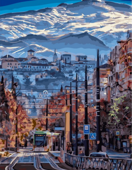Картина по номерам 40x50 Город у подножья горы