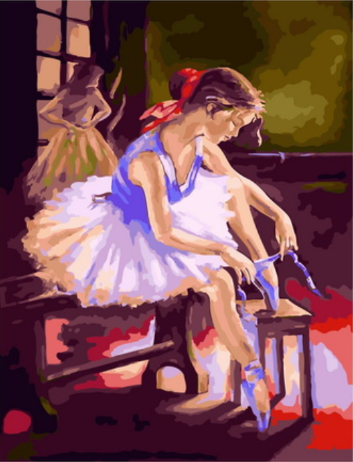 Картина по номерам 40x50 Юные балерины готовятся к выступлению