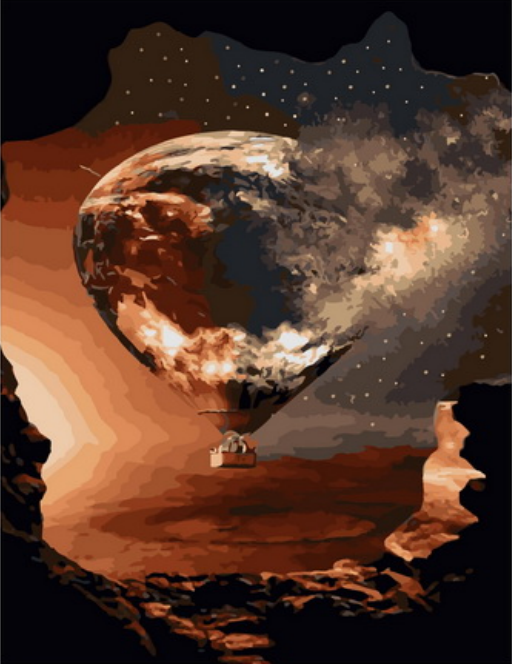 Картина по номерам 40x50 Неимоверный воздушный шар над пустыней