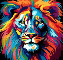 Яркий и красочный лев