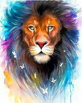 Лев с бабочками на гриве