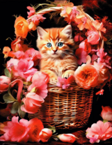 Без бренда «Рыжий котенок в корзине с цветами» в Подольске в интернет-магазине  Без бренда «Рыжий котенок в корзине с цветами» в Подольске