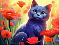 Без бренда «Серый котик и маки» в Подольске в интернет-магазине  Без бренда «Серый котик и маки» в Подольске