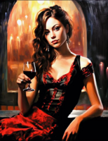 Без бренда «Обворожительная брюнетка с бокалом красного вина» в Подольске в интернет-магазине  Без бренда «Обворожительная брюнетка с бокалом красного вина» в Подольске