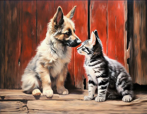 Без бренда «Знакомство котенка и щенка» в Подольске в интернет-магазине  Без бренда «Знакомство котенка и щенка» в Подольске