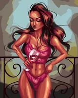 Без бренда «Девушка в нижнем белье с бокалом вина» в Подольске в интернет-магазине  Без бренда «Девушка в нижнем белье с бокалом вина» в Подольске